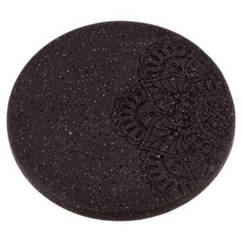 Kunststoffknopf in Schwarz mit gelasertem Mandala-Motiv
