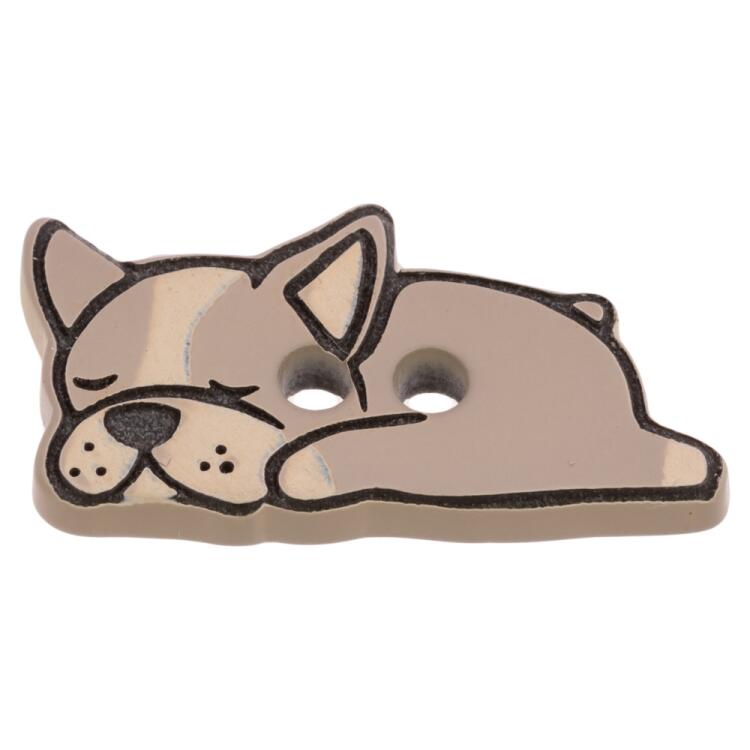 Kinderknopf - schlafender Hund in Grau