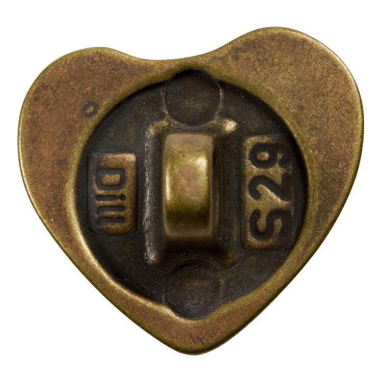 Trachtenknopf aus Metall in 3-fachen Herzform in Altmessing 18mm