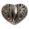 Trachtenknopf aus Metall in prächtiger Herzfom in Silber