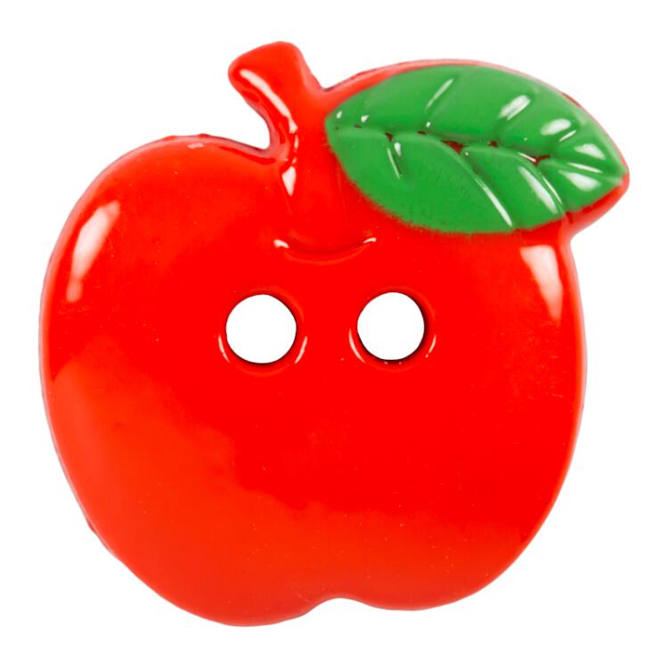 Kinderknopf "der reife Apfel" aus Kunststoff in Rotorange 18mm