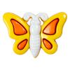 Kinderknopf fröhlicher Schmetterling aus Kunststoff in Gelb/Orange/Weiß