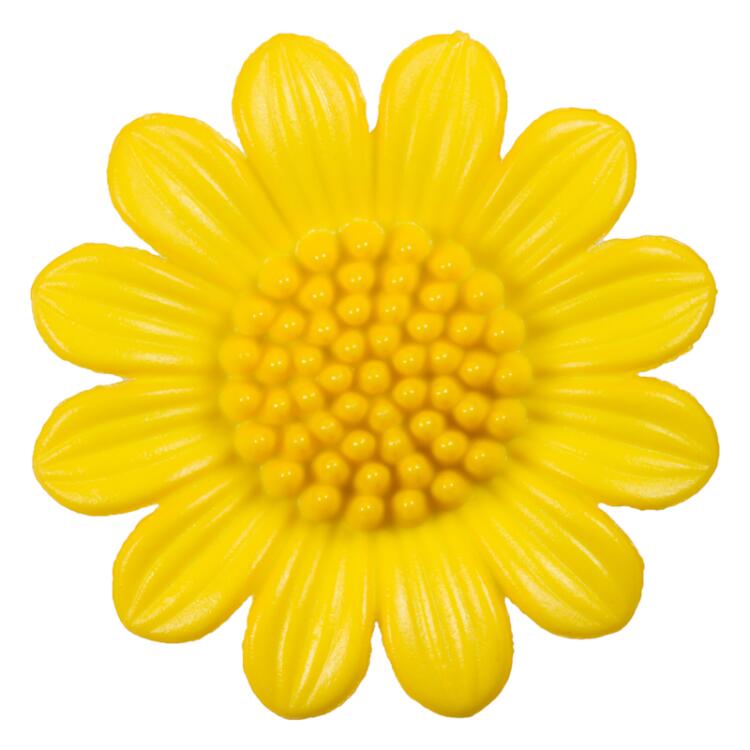 Kunststoffknopf in Blumenform in Gelb 28mm