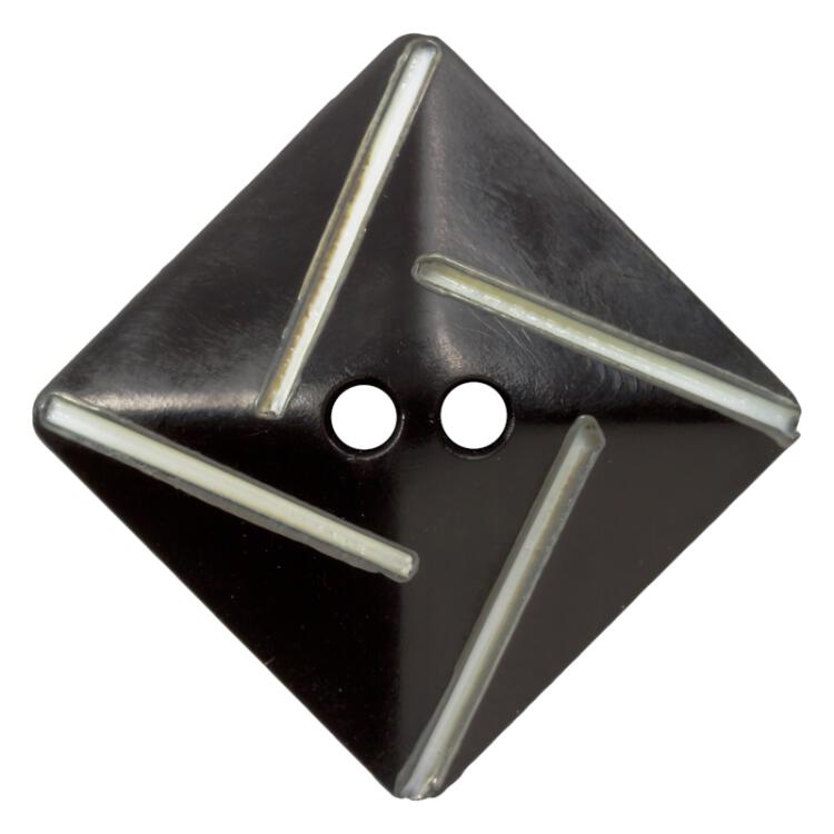 Quadratischer Knopf in Pyramidenform in Schwarz 25mm