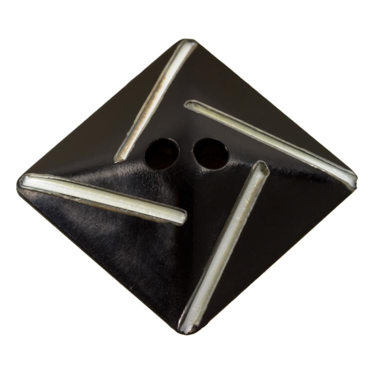 Quadratischer Knopf in Pyramidenform in Schwarz 34mm