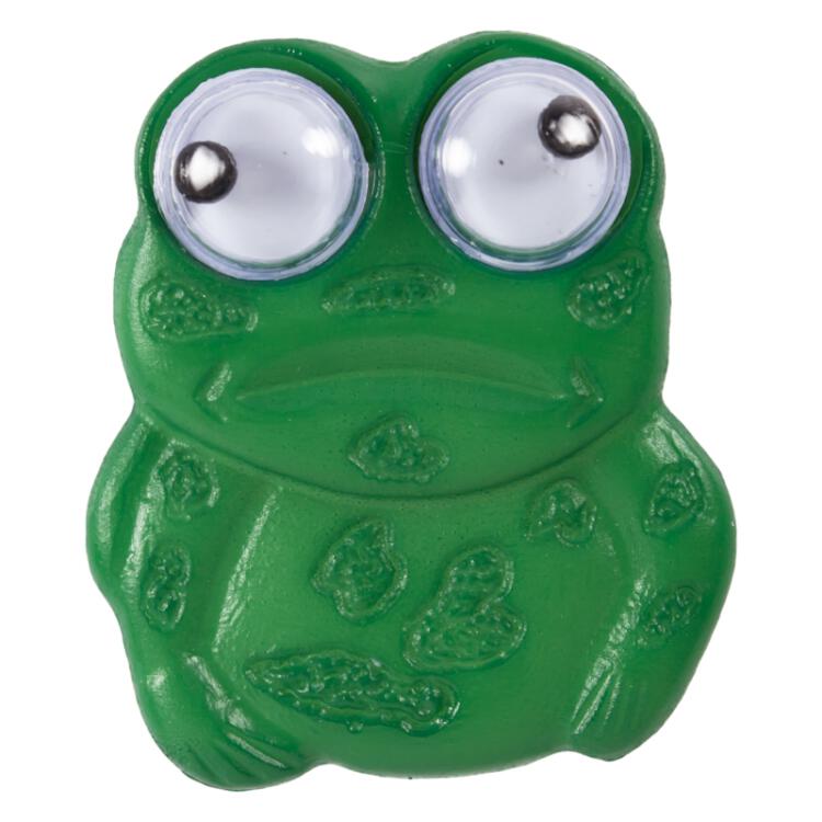 Kinderknopf - Frosch mit beweglichen Augen in Grün 20mm