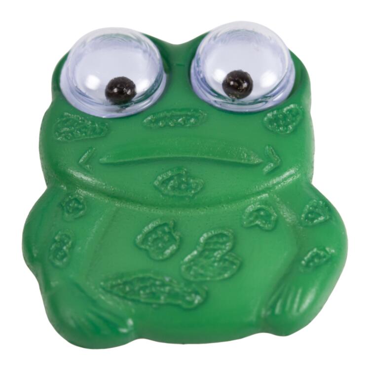 Kinderknopf - Frosch mit beweglichen Augen in Grün 20mm