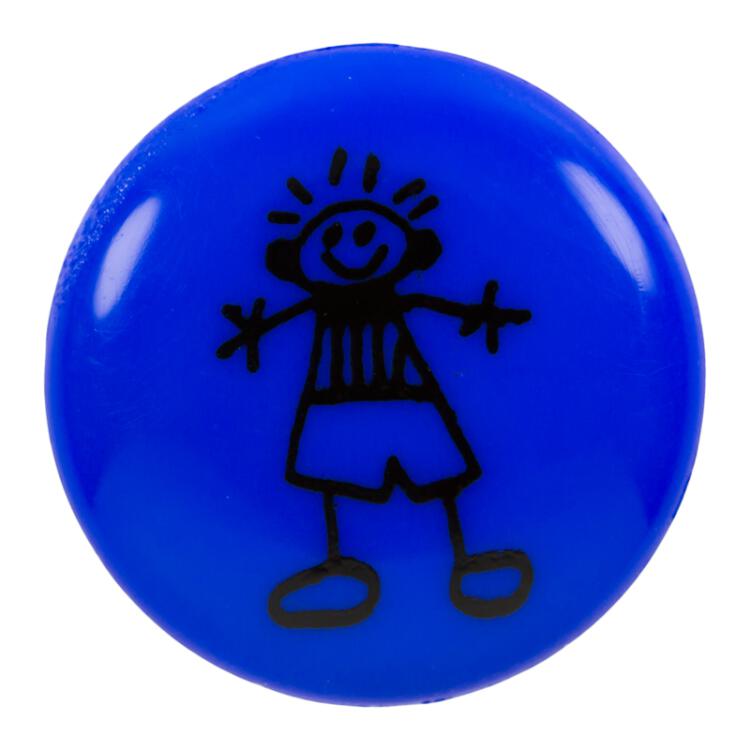 Kinderknopf in Blau mit einem Jungen 15mm