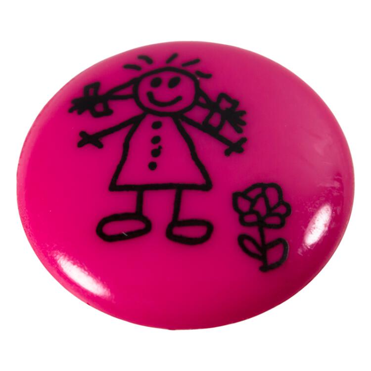 Kinderknopf in Rosa mit einem Mädchen 15mm