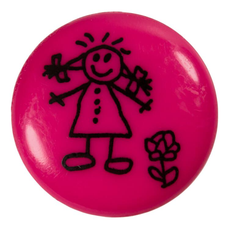 Kinderknopf in Rosa mit einem Mädchen 15mm