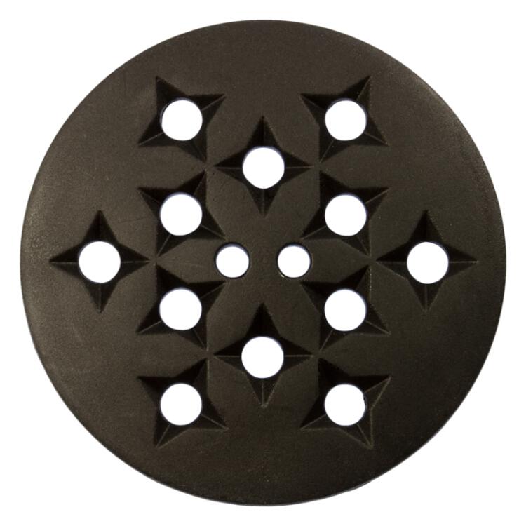 Knopf in Schwarz mit vielen Löchern zum Individualisieren mit Garn 23mm