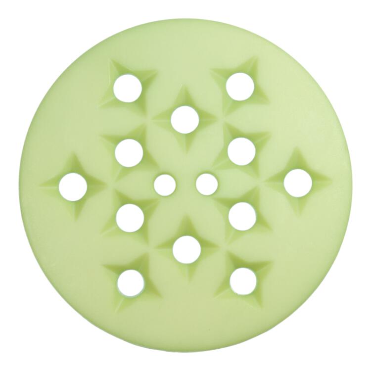 Knopf in Grün mit vielen Löchern zum Individualisieren mit Garn