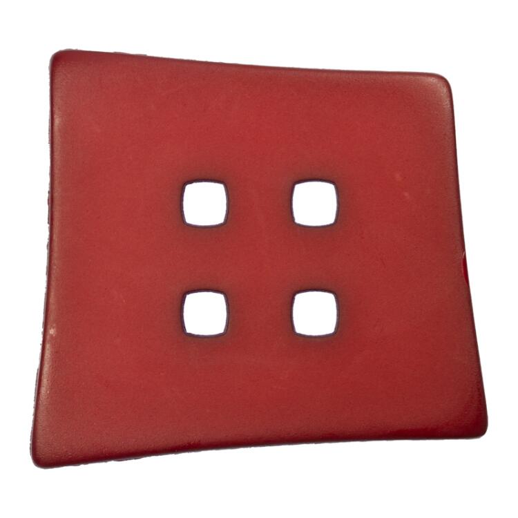 Quadratischer Kunststoffknopf in Rot mit quadratischen Löchern 54mm