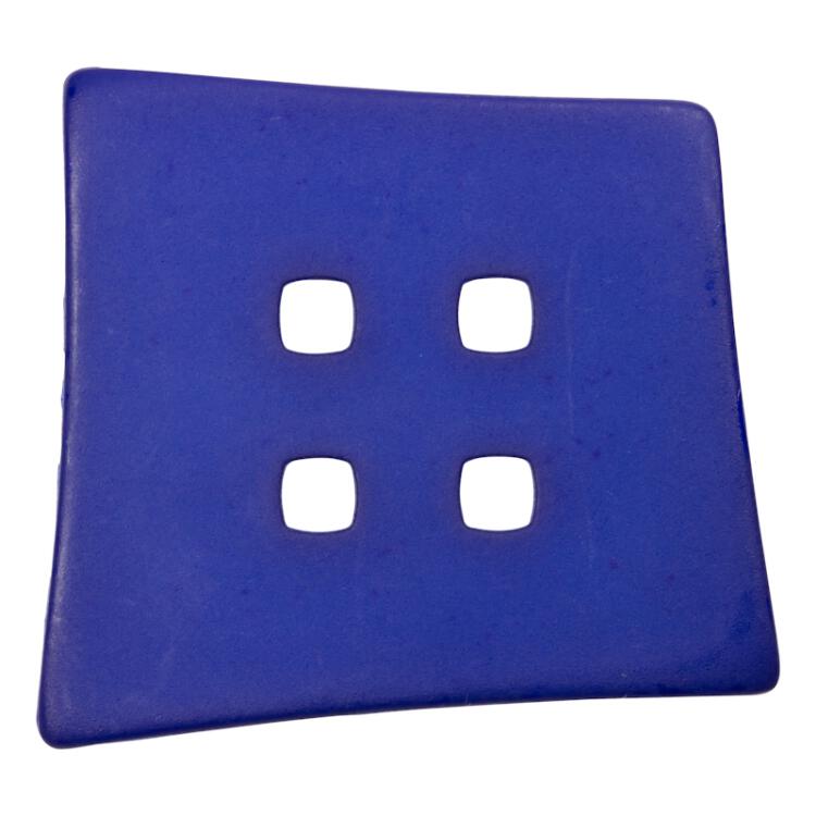 Quadratischer Kunststoffknopf in Blau mit quadratischen Löchern