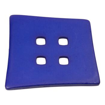 Quadratischer Kunststoffknopf in Blau mit quadratischen...