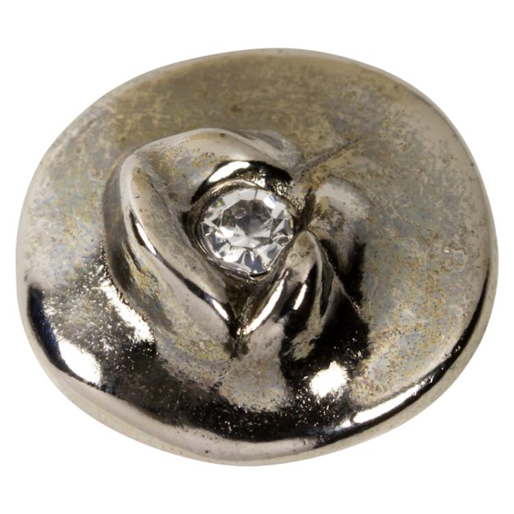 Metallknopf in Silber mit einem Steinchen