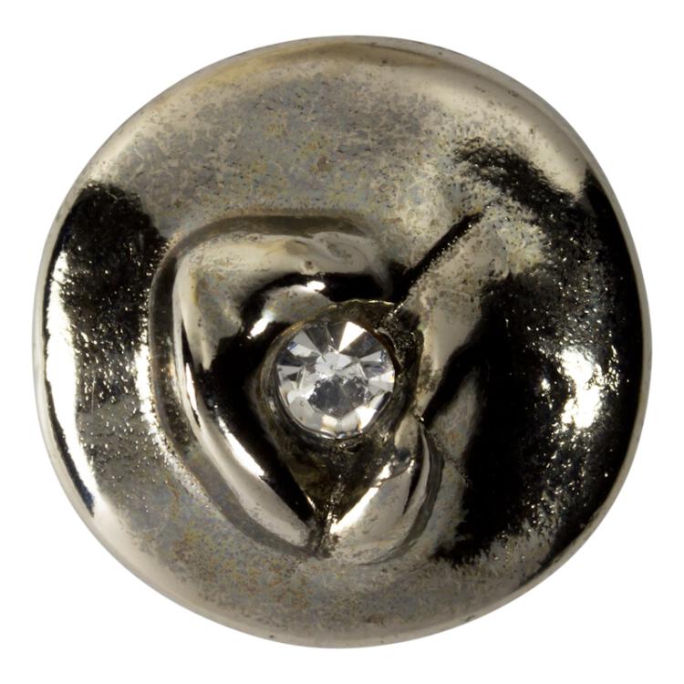 Metallknopf in Silber mit einem Steinchen 20mm