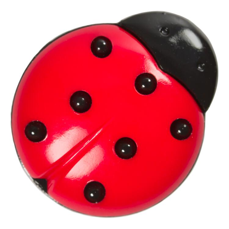 Kinderknopf - Marienkäfer schwarz rot aus Kunststoff