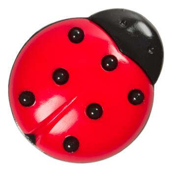 Kinderknopf - Marienkäfer schwarz rot aus Kunststoff