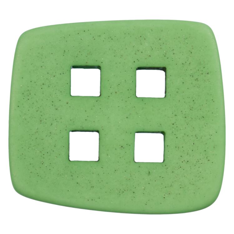 Quadratischer Knopf in Grün mit quadratischen Löchern
