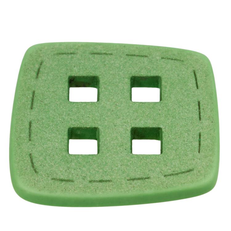 Quadratischer Knopf in Grün mit quadratischen Löchern 25mm