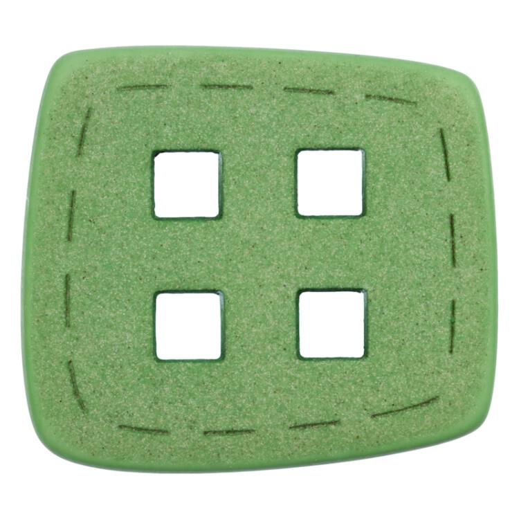 Quadratischer Knopf in Grün mit quadratischen Löchern 25mm