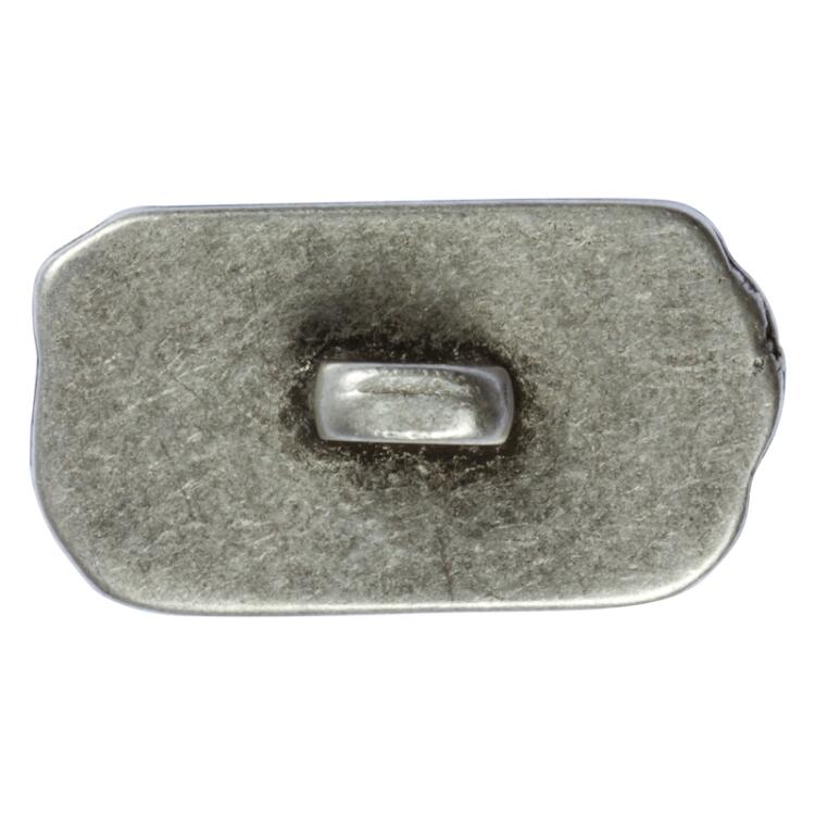 Trachtenknopf - Knebelform mit Edelweißapplikation aus Metall in Silber 23mm