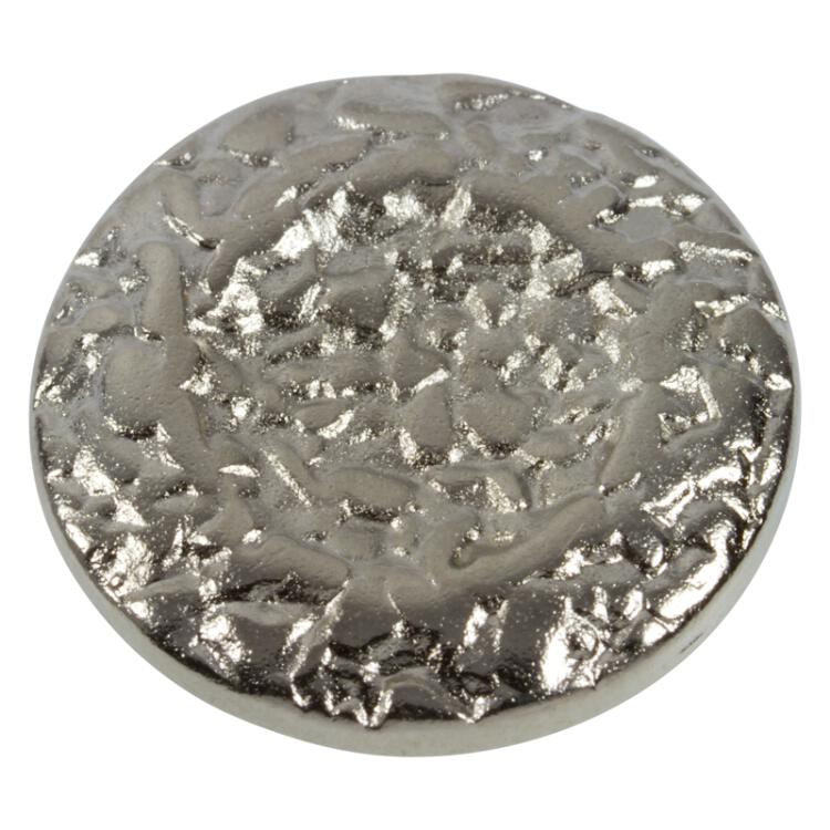 Metallknopf mit strukturierter Oberfläche in Silber 28mm