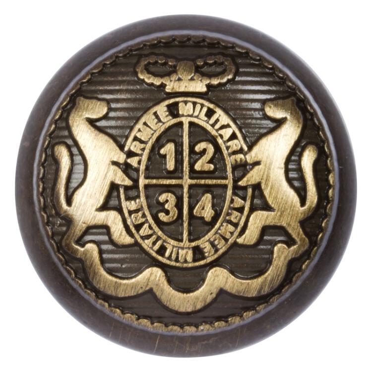 Metallknopf mit Wappen in Messing gebürstet 20mm