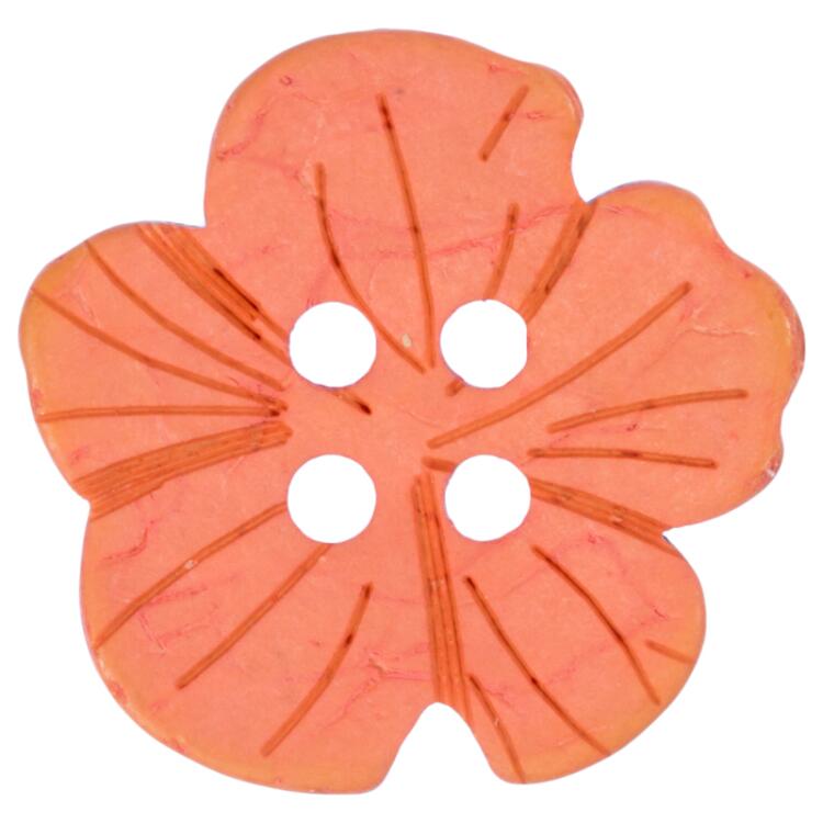 Kokosknopf in Blumenform orange gefärbt