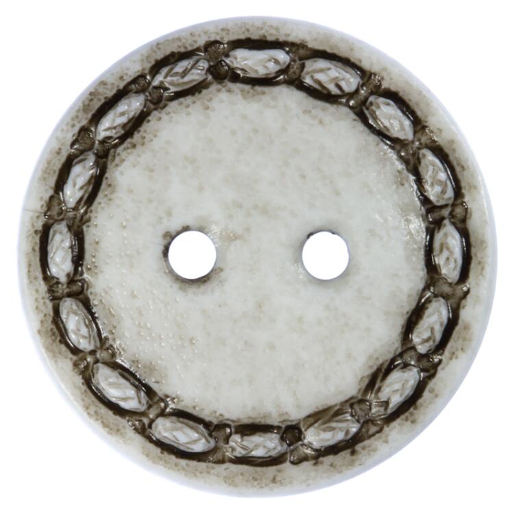 Kunststoffknopf im Look eines Lederknopfes in Grau 23mm