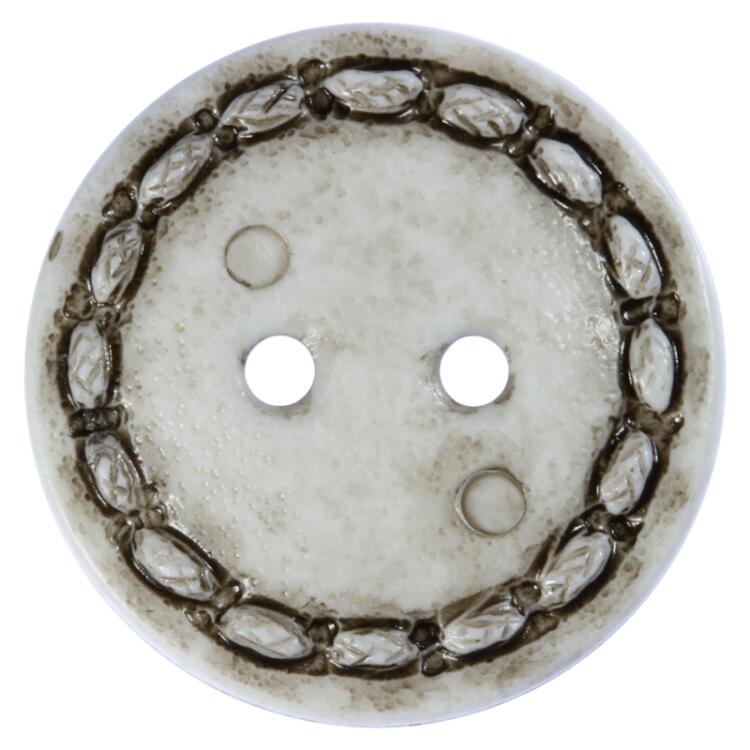Kunststoffknopf im Look eines Lederknopfes in Grau 23mm