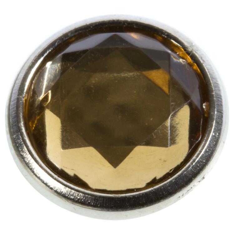 Kristallknopf in transparent Beige mit Silber-Metallfassung 15mm