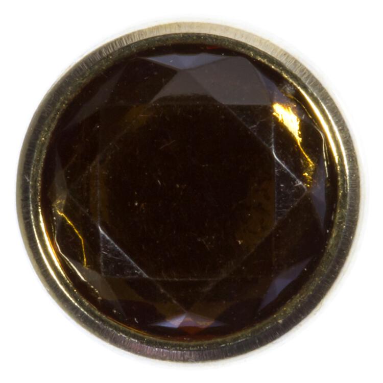 Kristallknopf in transparent Braun mit Gold-Metallfassung