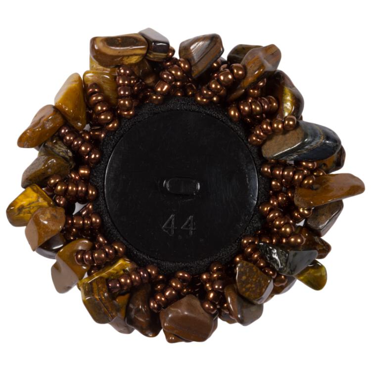 Prächtiger Schmuckknopf aus kleinen braunen Halbedelsteinen 44mm