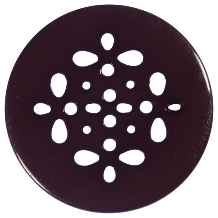 Perlmuttknopf mit Druchbruchmuster in Lila-Braun 18mm