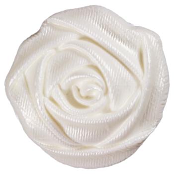 Kunststoffknopf in Form einer Rosenblüte in Perlmuttweiß