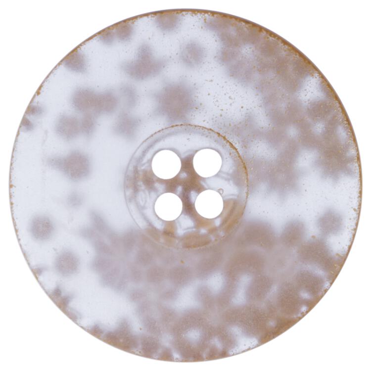 Kunstoffknopf transparent mit floralem Lasermotiv in Beige 23mm