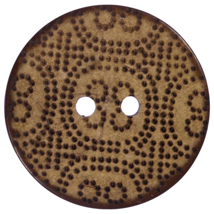 Kokosnussknopf in Braun mit gepunktetem Lasermotiv 15mm