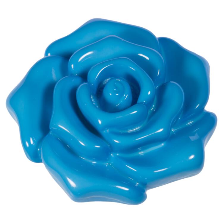 Zierknopf Rosenblüte in Blau 18mm