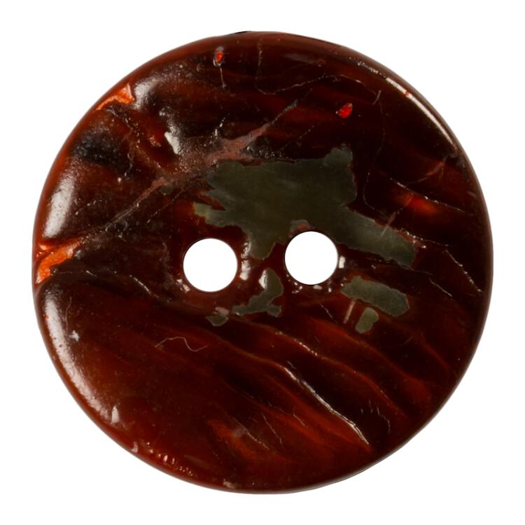 Perlmuttknopf orange gefärbt mit schwarzem Kreismuster 20mm