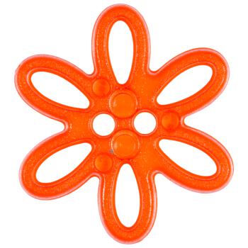 Kunstoffknopf in Form einer Blume in Orange