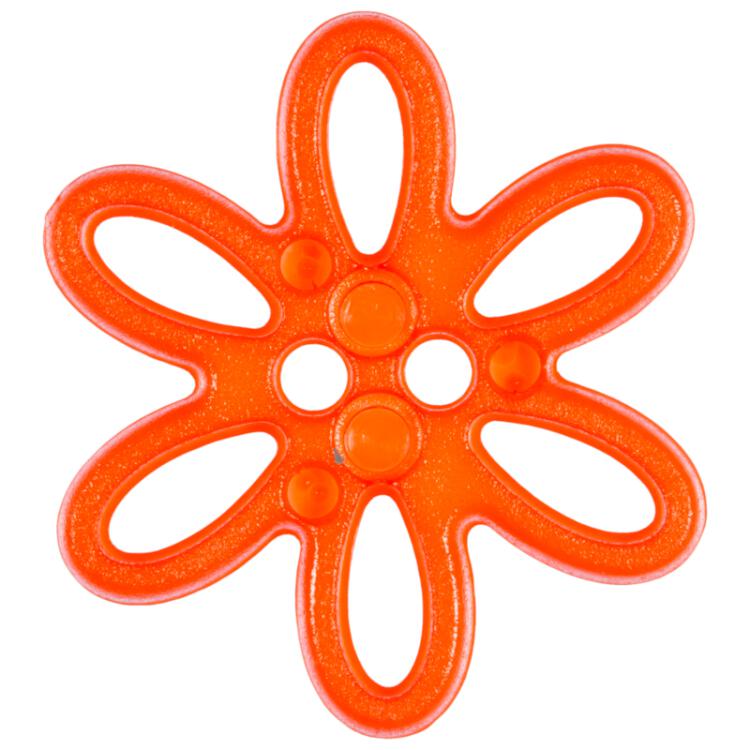 Kunstoffknopf in Form einer Blume in Orange 20mm