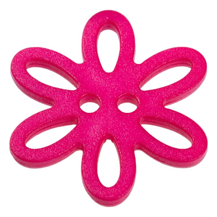 Kunstoffknopf in Form einer Blume in Pink 28mm