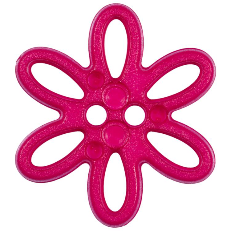 Kunstoffknopf in Form einer Blume in Pink 28mm