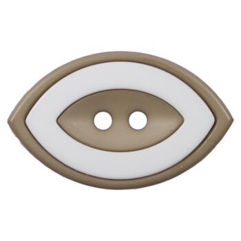 Kunstoffknopf in ovaler Form zweiteilig in Beige-Weiß