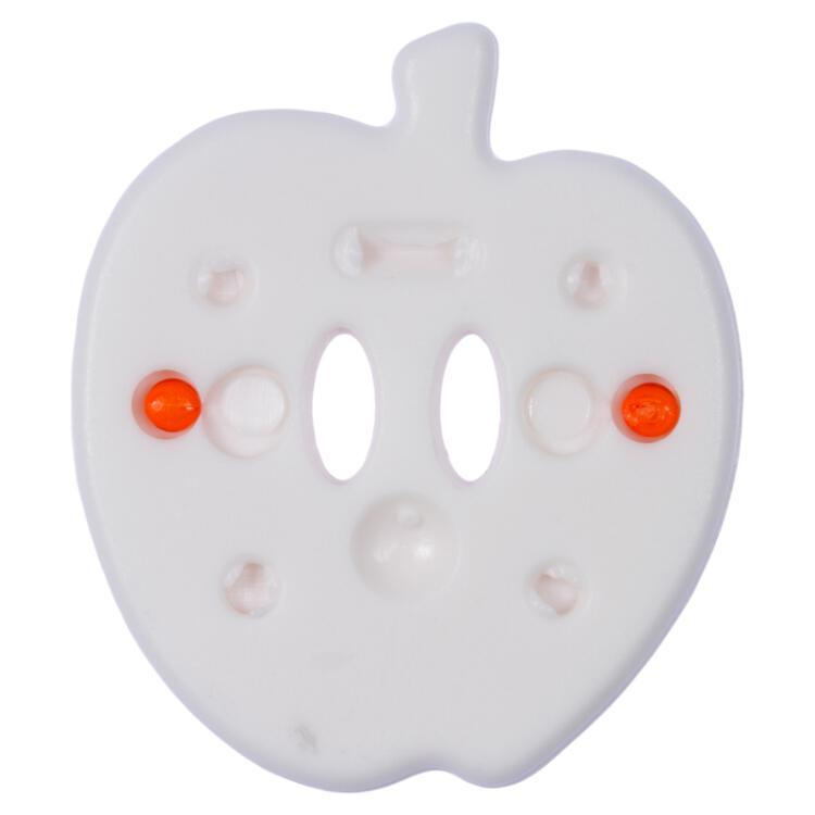 Kinderknopf - Apfel zweiteilig in Orange-Weiß 25mm