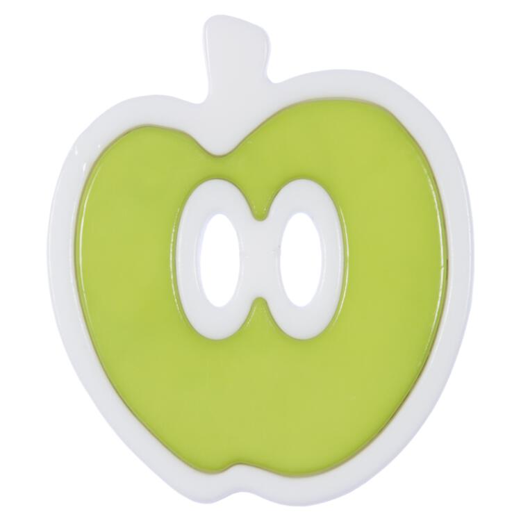 Kinderknopf - Apfel zweiteilig in Grün-Weiß