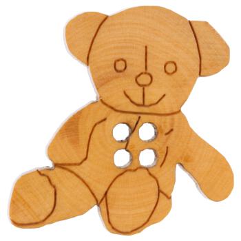 Kinderknopf - Teddybär im Sitzen aus echtem Holz in...