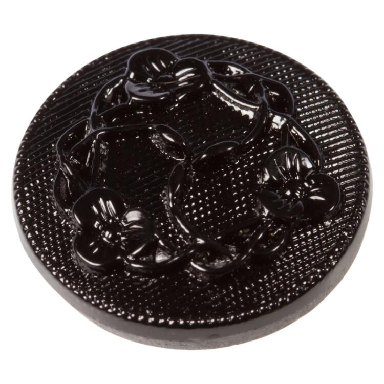 Glasknopf mit Motiv auf der Vorderseite in Schwarz 14mm
